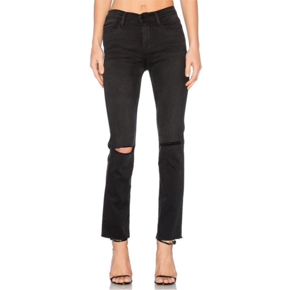 Frame Denim Jeans - Le High Straight Distressed Ankle Frayed